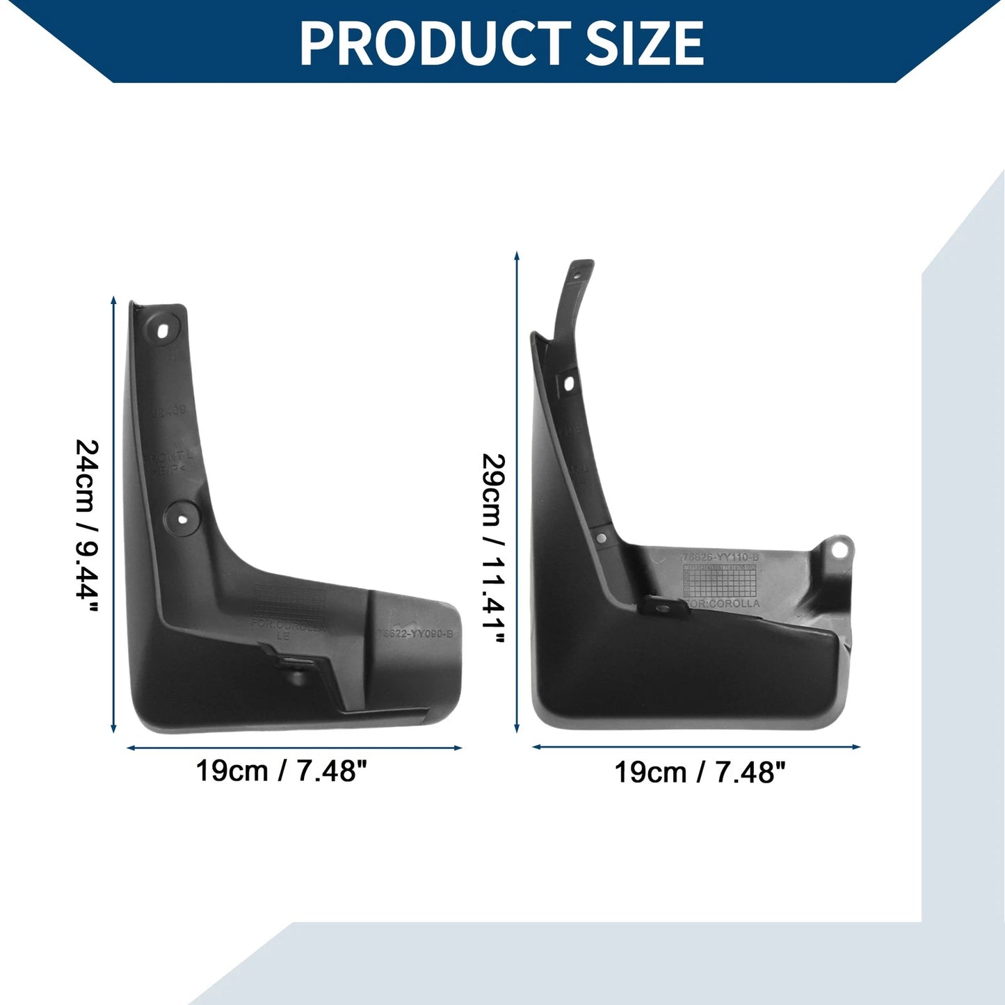 Mud Flaps Splash Guards 1 Set Mud Guards for Toyota Corolla LE (2014–2018)