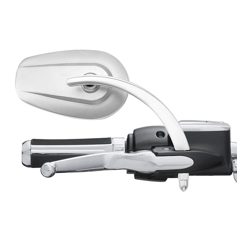 Large Satin Chrome Rear-View Mirrors for Harley Street Glide, Softail, Fatboy (2006-2023)