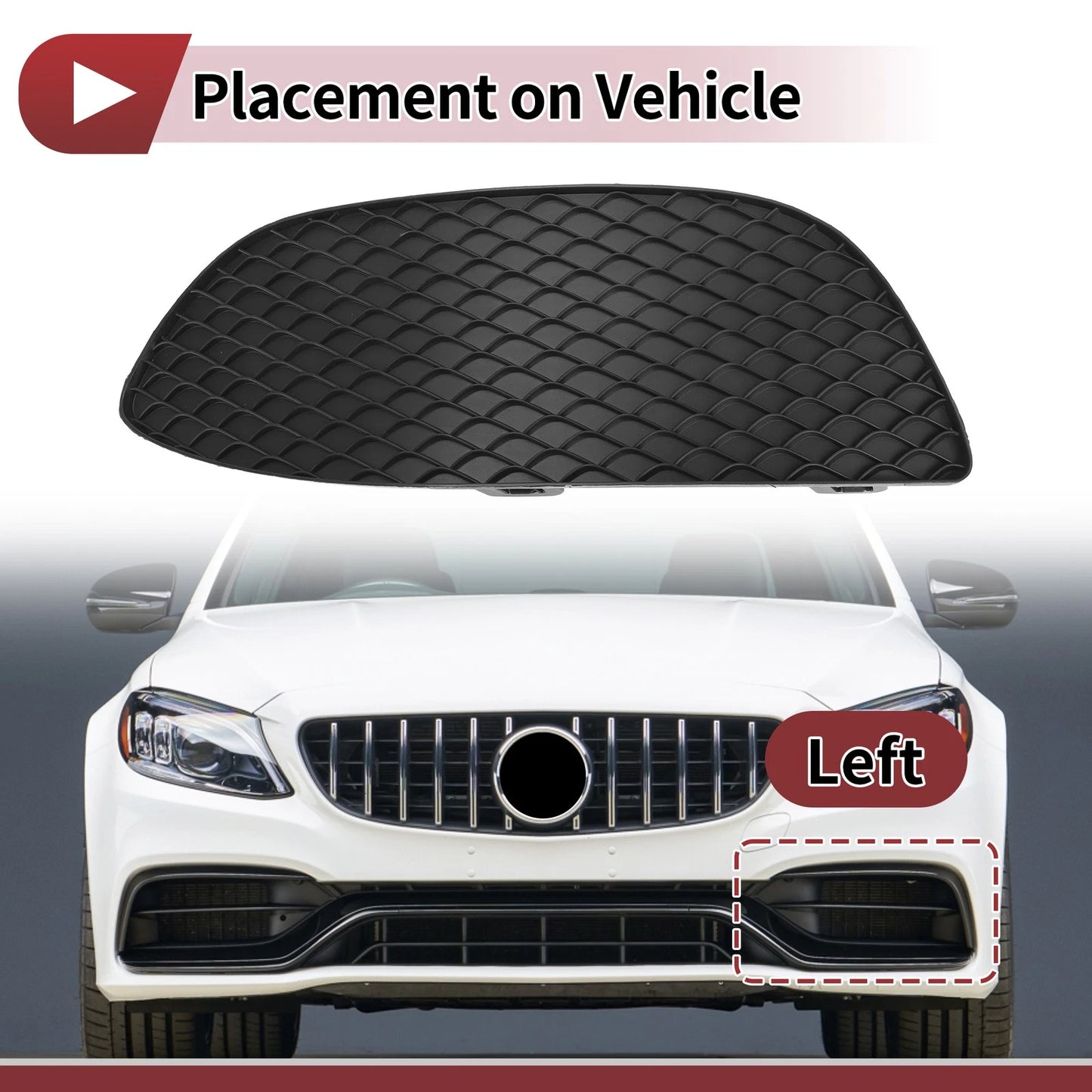 Front Left Fog Light Grill for Mercedes-Benz C300 (2015-2016)