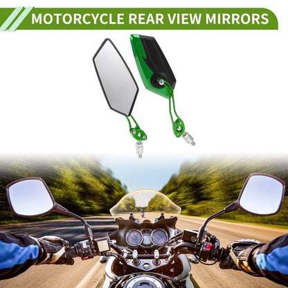 Rear View Mirror Polygonal Shape Black Green Aluminum Alloy for M8/M10