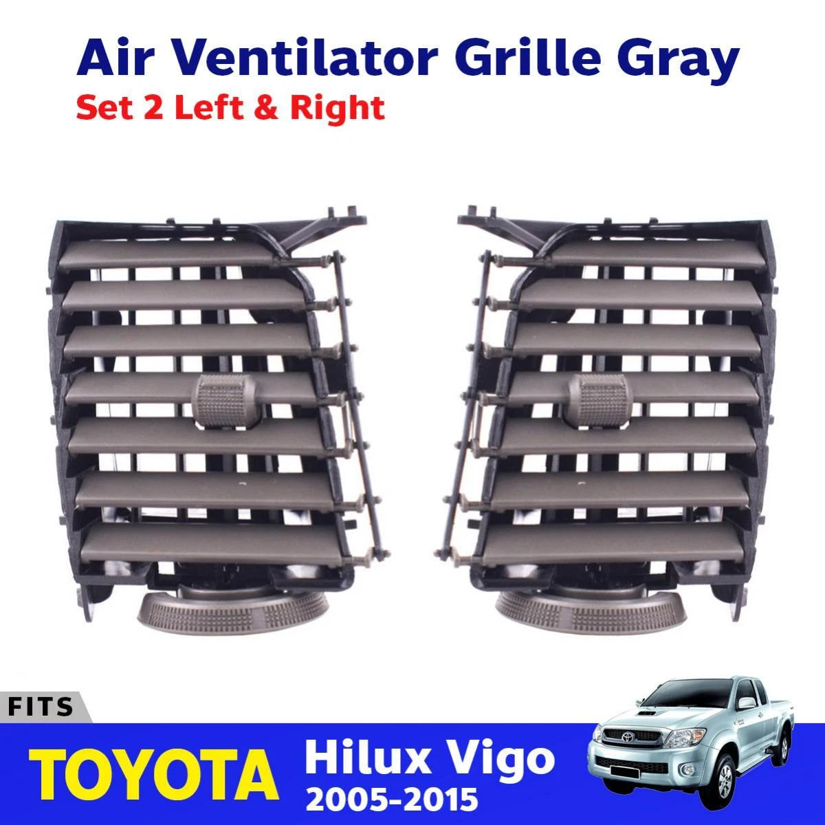 LH+RH Middle Air Vent Grille A/C Gray Fits Toyota Hilux Vigo SR5 KUN 2005-15 ADE