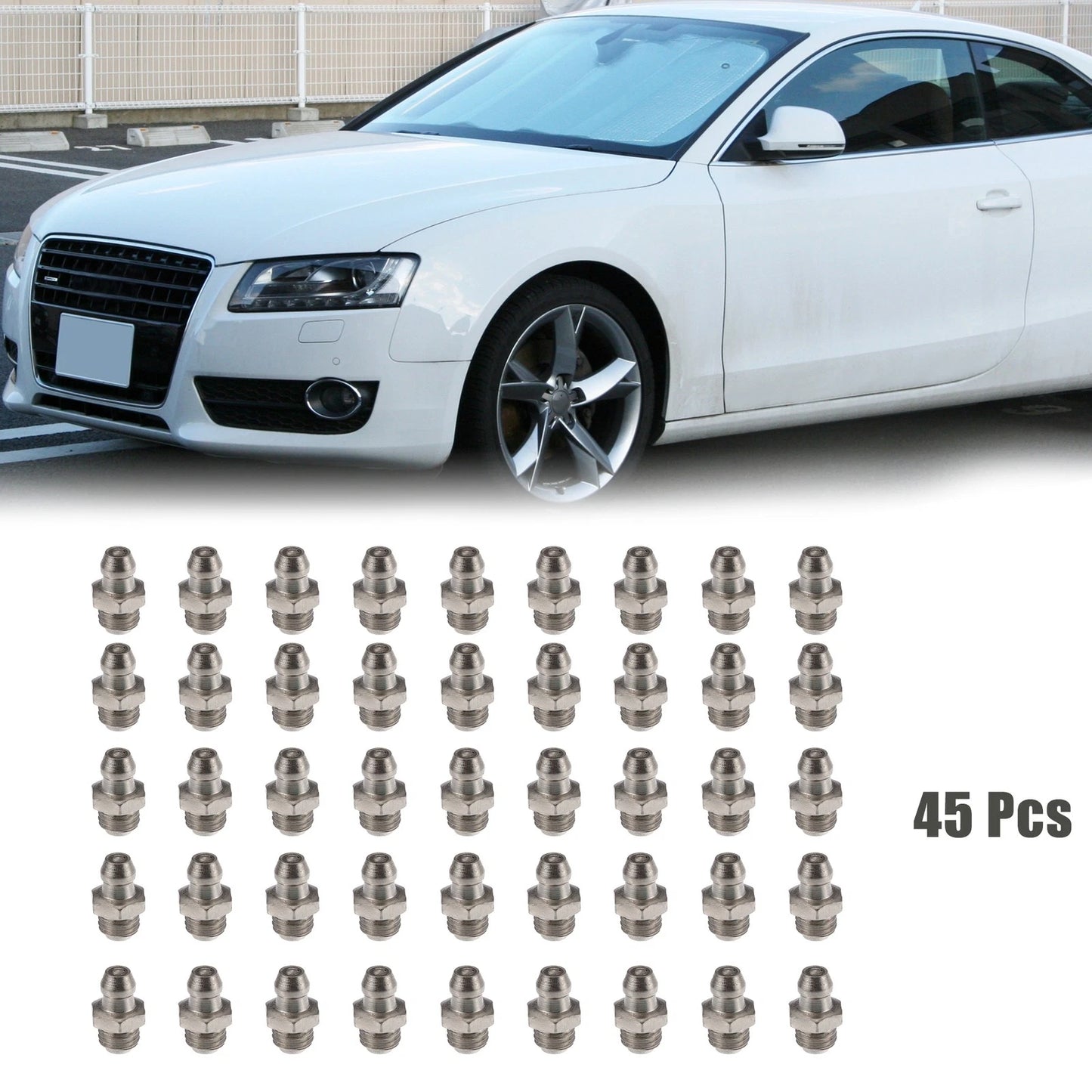 45pcs M8 x 1 Nickel Plated Grease Nipple Fitting for Motorcycle Car