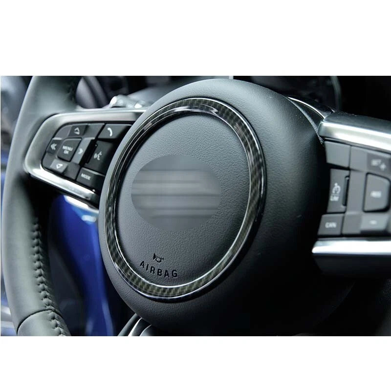 Carbon Style Steering Wheel Logo Circle Trim fit For Jaguar XE XF 2016-2018