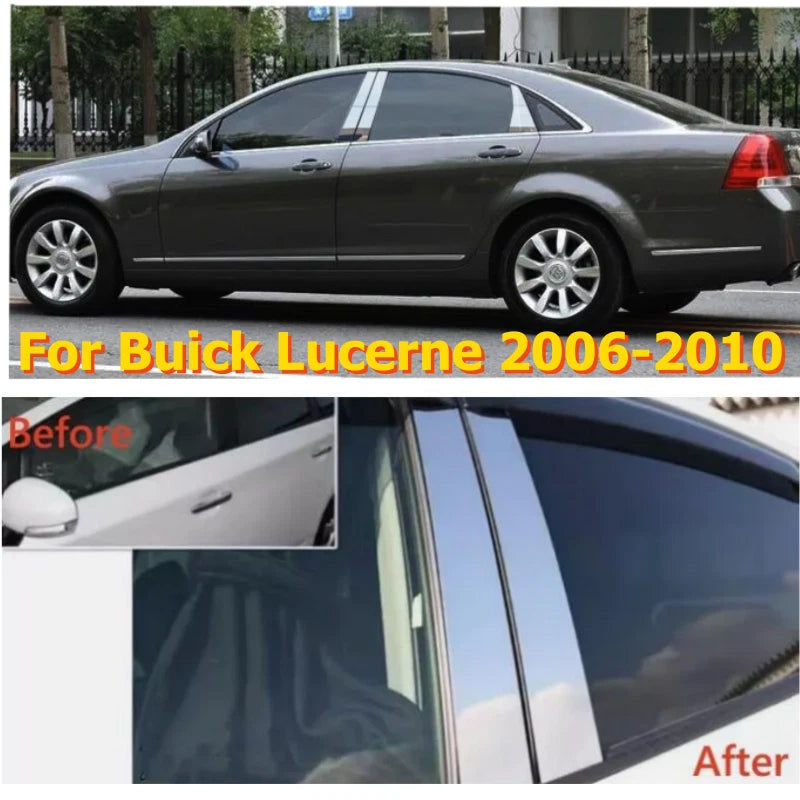 6pcs Chrome Window Door Trim Pillar Posts Cover for Buick Lucerne (2006–2010)