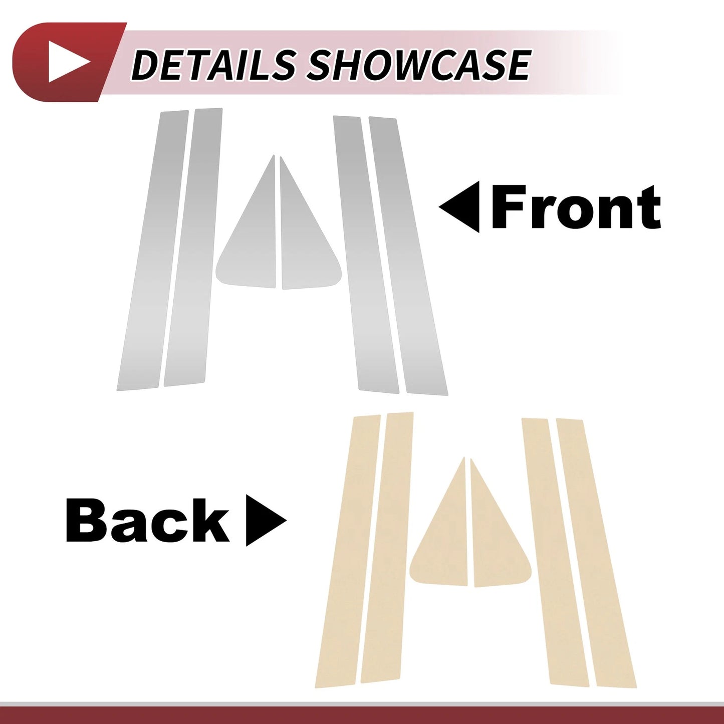 6 Pcs Door Pillar Window Trim for Ford Escape (2008-2012) Silver Tone