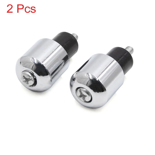 2pcs Universal Silver Tone Handlebar Grips Bar End Caps for Motorcycle Motorbike