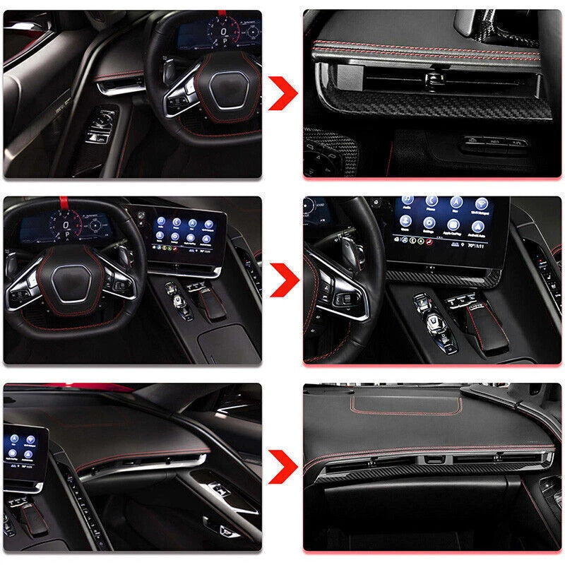 4pcs Carbon Fiber Interior Console Dashboard Panel for Corvette C8 (2020-2023)