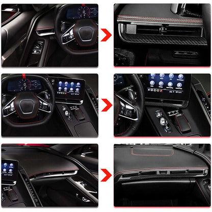 4pcs Carbon Fiber Interior Console Dashboard Panel for Corvette C8 (2020-2023)