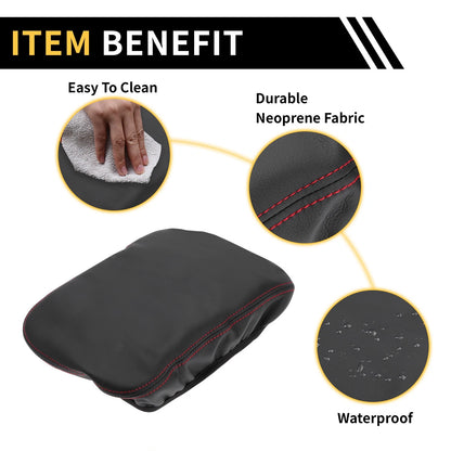 Console Lid Armrest Cover for GMC Canyon Microfiber Leather Anti-Scratch Black