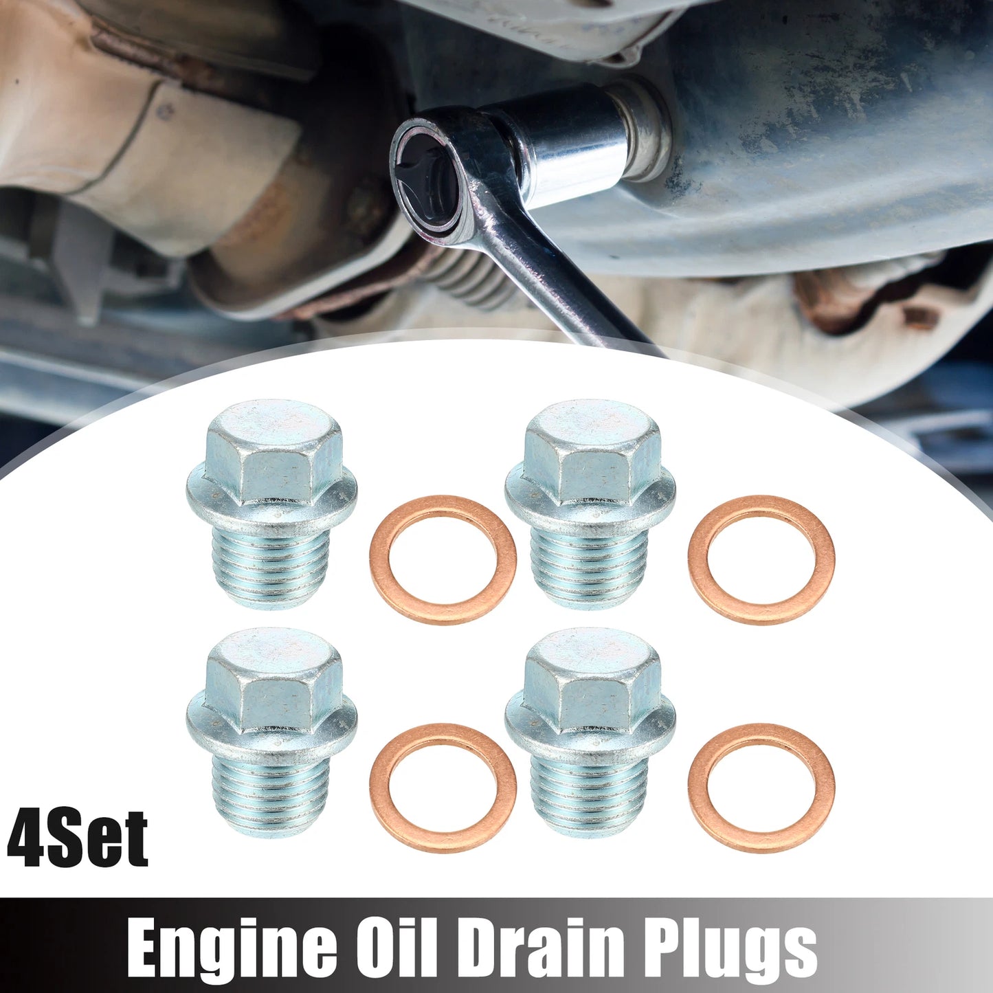 M14x1.5 Oil Drain Plug Set (4) with Washer for Mitsubishi (2001-2023)