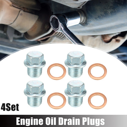 M14x1.5 Oil Drain Plug Set (4) with Washer for Mitsubishi (2001-2023)