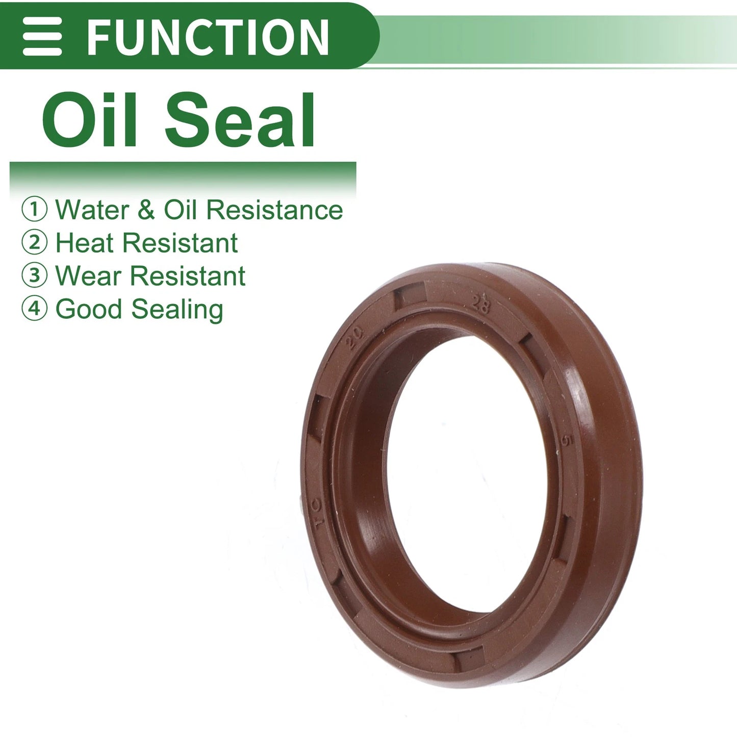 Oil Seal 20x28x5mm Brown 5 Pcs Rotary Shaft Seal FKM Rubber