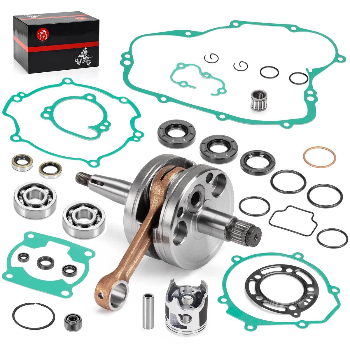 ENGINE REBUILD KIT CRANKSHAFT GASKETS BEARINGS for Kawasaki KX85 (2001–2005)
