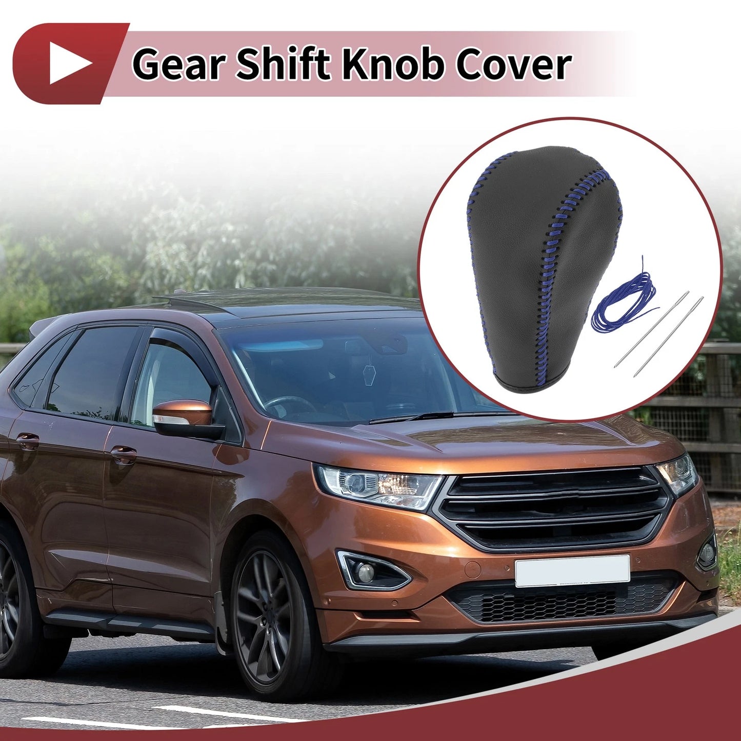 Blue Faux Leather Gear Shift Knob Cover for Ford Edge (2011-2014)