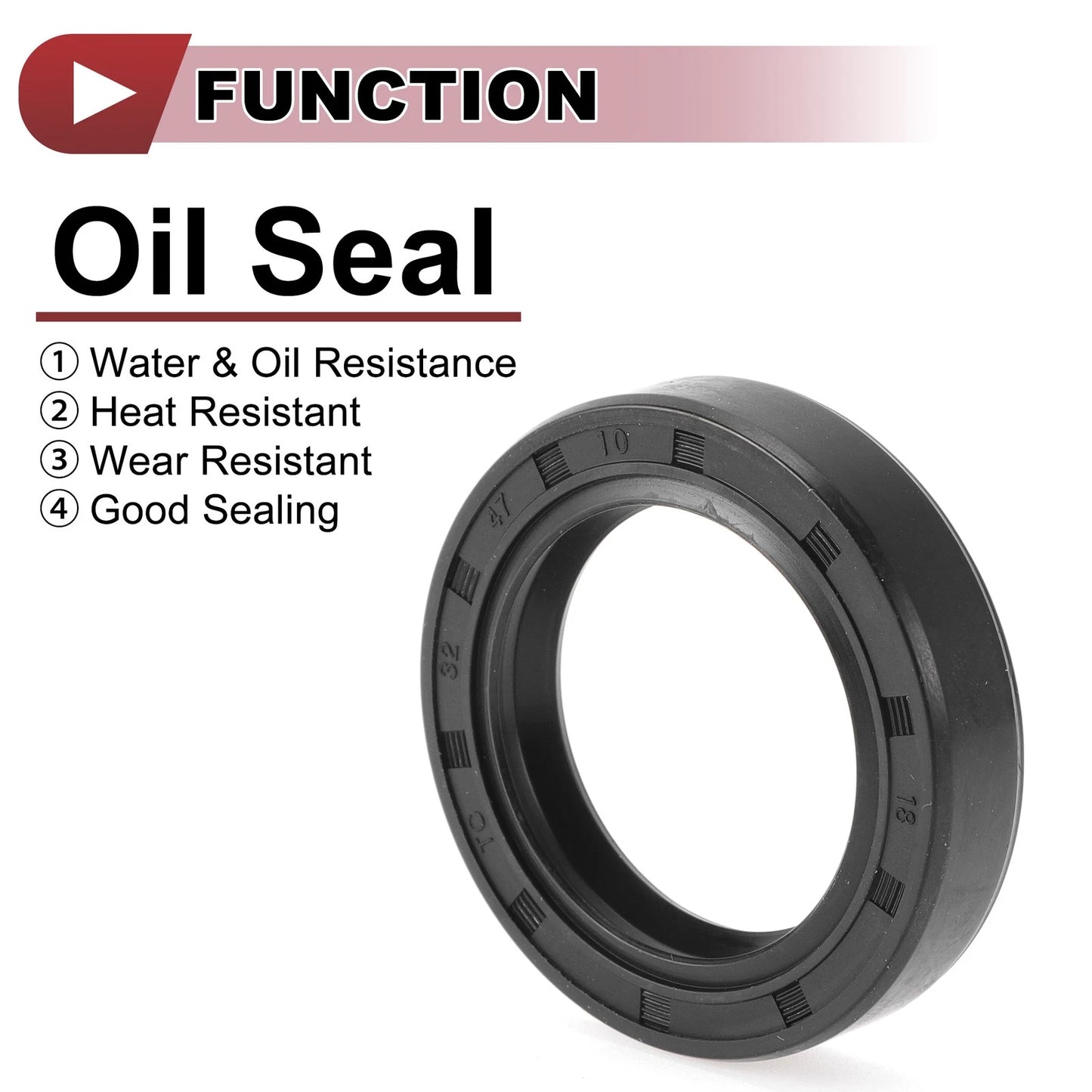 Rotary Shaft Seal / 5 Pcs / Oil Seal Nitrile 70 Durometer Rubber 32x47x10mm Black