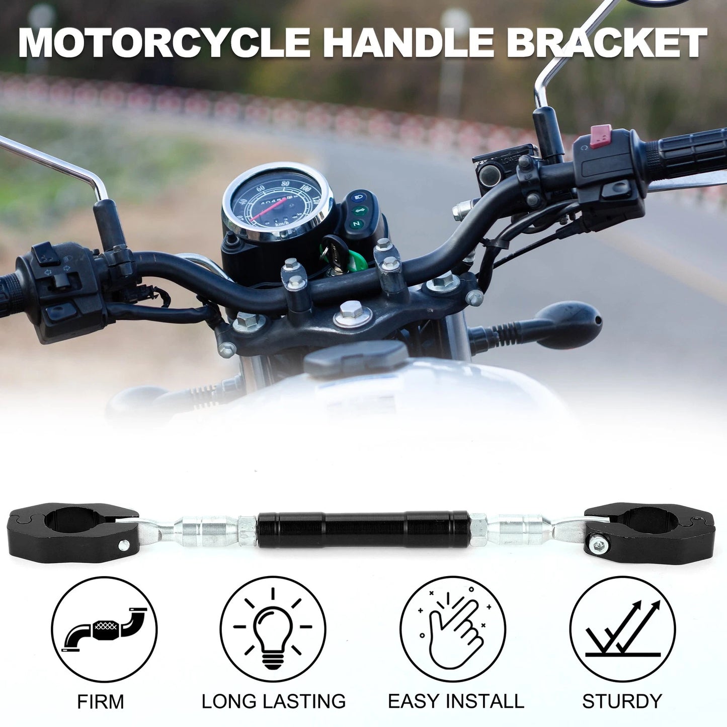 Handle Bracket 1 Set for Motorcycle Adjustable Handlebars Black Small Wrench