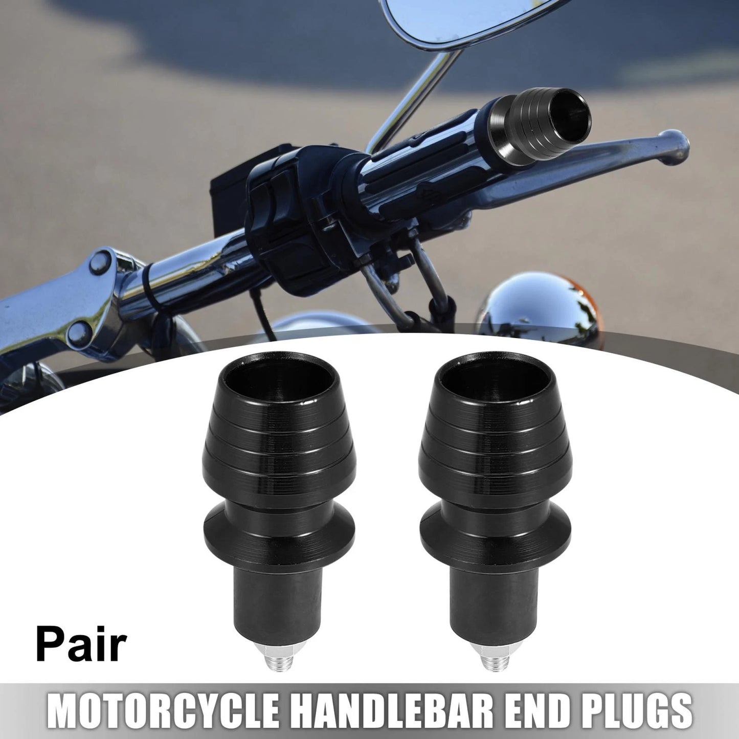 Handlebar Plugs / 1 pair / Black 7/8 in 22mm Aluminum Alloy for Motorcycle