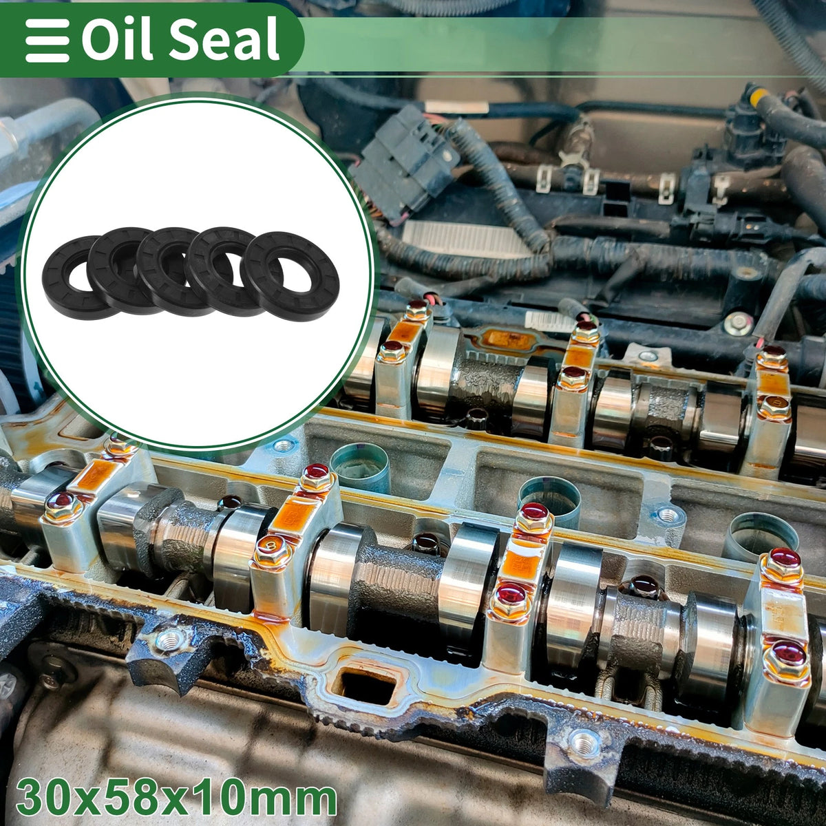 Oil Seal 30x58x10mm Black 5 Pcs NBR Rubber