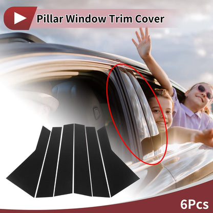 6 Pcs Door Pillar Window Trim for KIA Sorento (2021-2023) Black Carbon Fiber