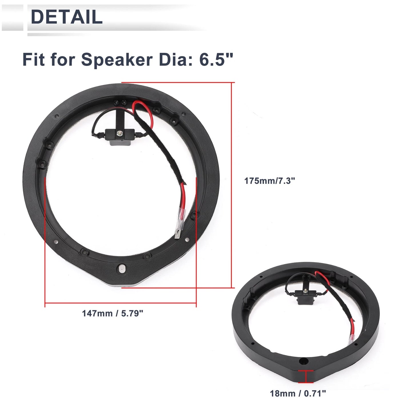 6.5" Tweeter Speaker Spacer Adaptor for Honda  - 2 x Set