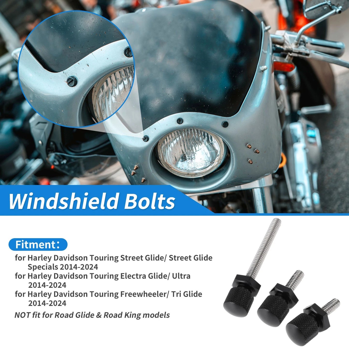 Windshield Bolts / for Harley Davidson Touring Street Glide (2014–2024)