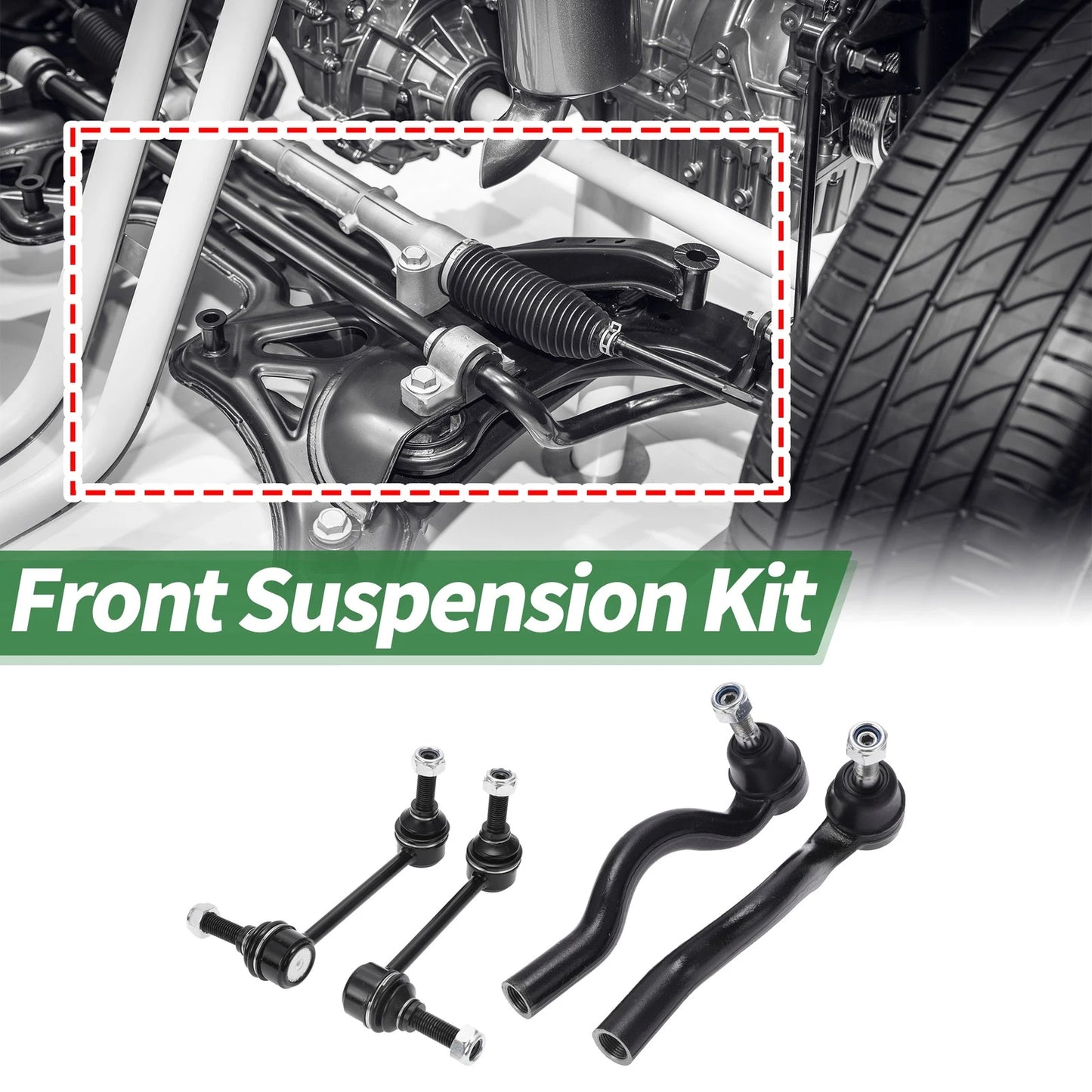 4pcs Front Suspension Kit Outer Tie Rod End Sway Bar Link for Dodge Durango