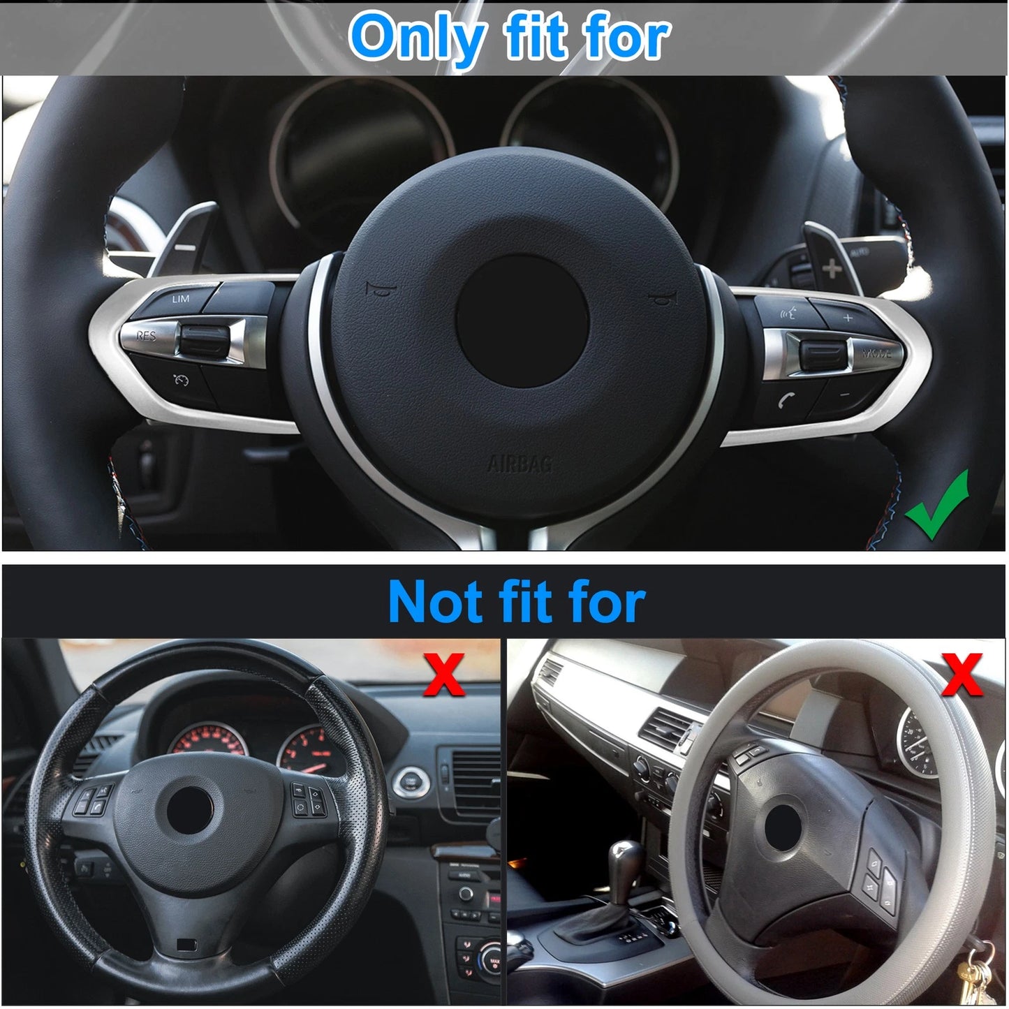 ABS Plastic Silver Tone Steering Wheel Cover Trim for BMW M2 (2016-2020)