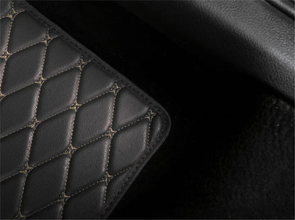 4 x PU Leather Car Floor Mats Black & Beige