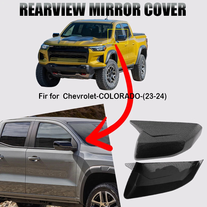 Carbon Fiber Style Rear View Side Mirror Cover Caps for Chevy Colorado (2023-2024)