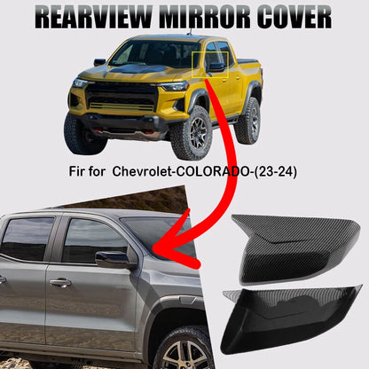 Carbon Fiber Style Rear View Side Mirror Cover Caps for Chevy Colorado (2023-2024)