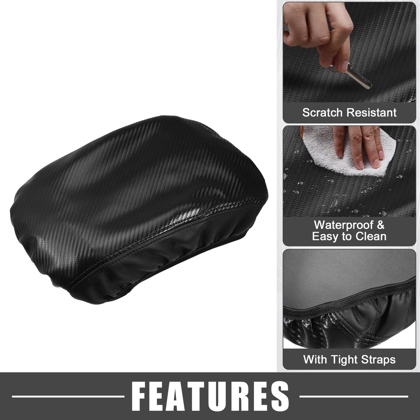 Center Console Cover Pad for Chevrolet Equinox (2018-2023) Faux Leather Black