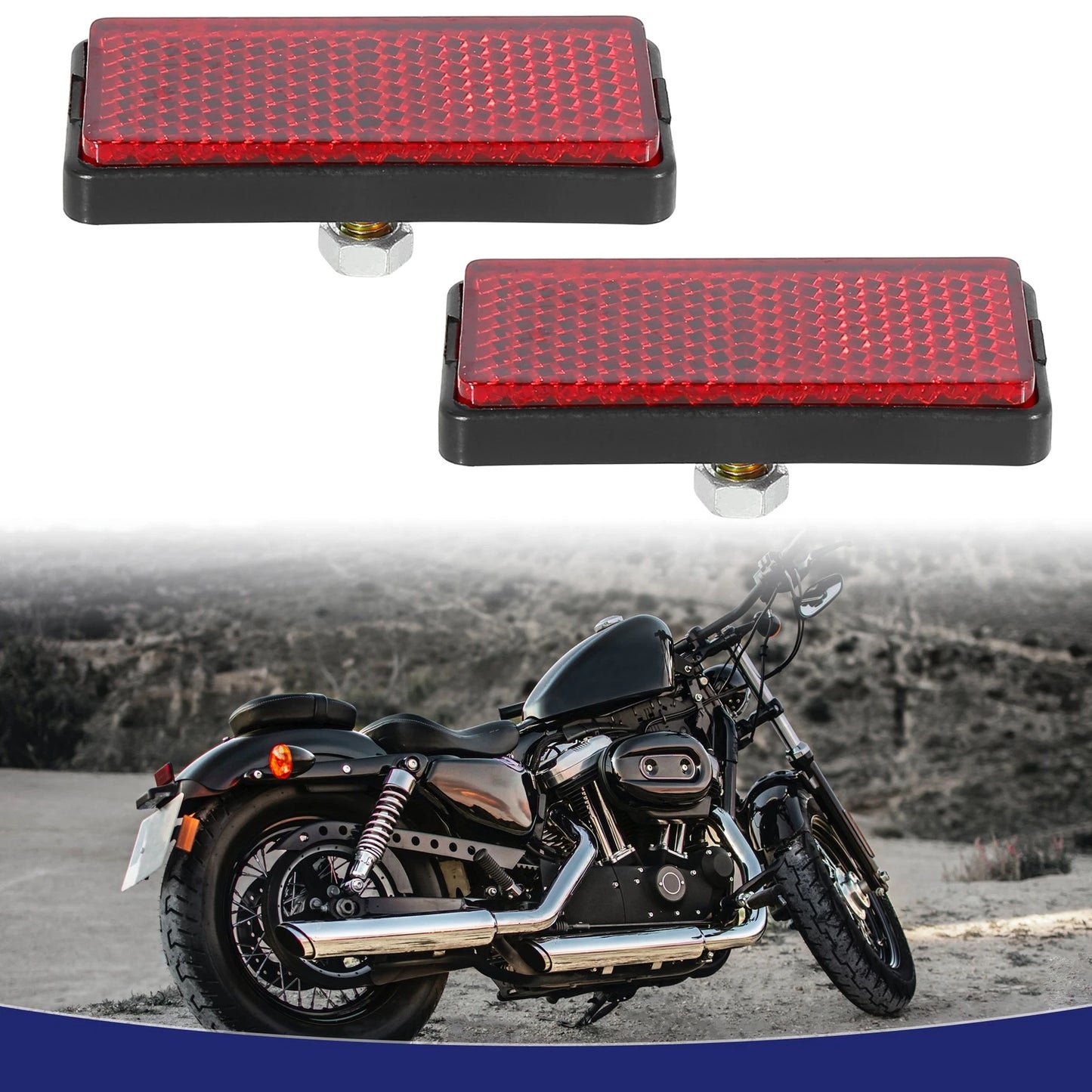 2 x M6x1.0 License Plate Reflector for Motorcycles ATV Dirt Bike Universal