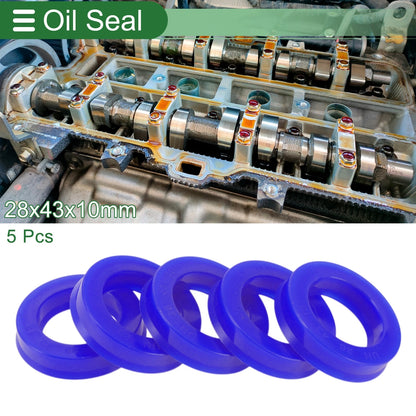 Oil Seal / 28x43x10mm / Seal Ring Rotary Shaft TPU High-Pressure Blue 5Pcs