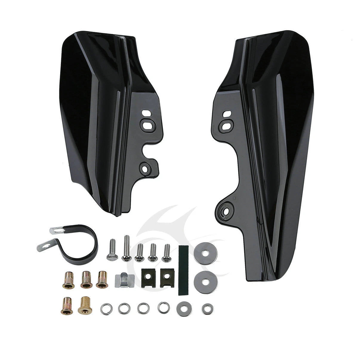 Chrome/Black Mid-Frame Air Deflectors for Harley Touring Street Glide (01-08)