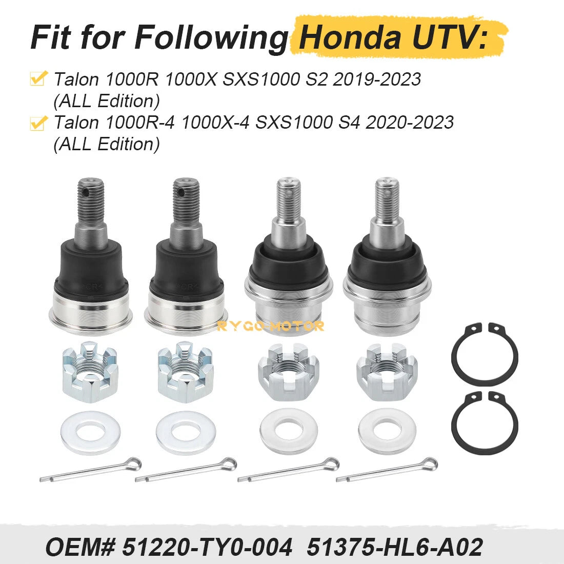 Heavy Duty Ball Joints Set for Honda Talon 1000R 1000X (2019–2023)
