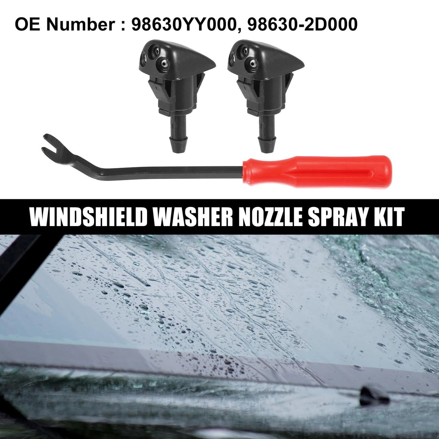 3 x Front Windshield Washer Nozzles for Hyundai Tiburon (2000-2008)