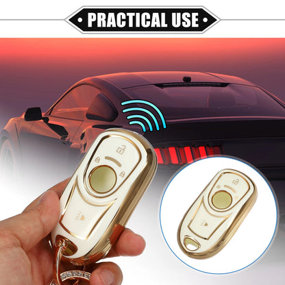 4 Button Key Fob Shell Cover with Keychain for Buick Encore Enclave TPU White