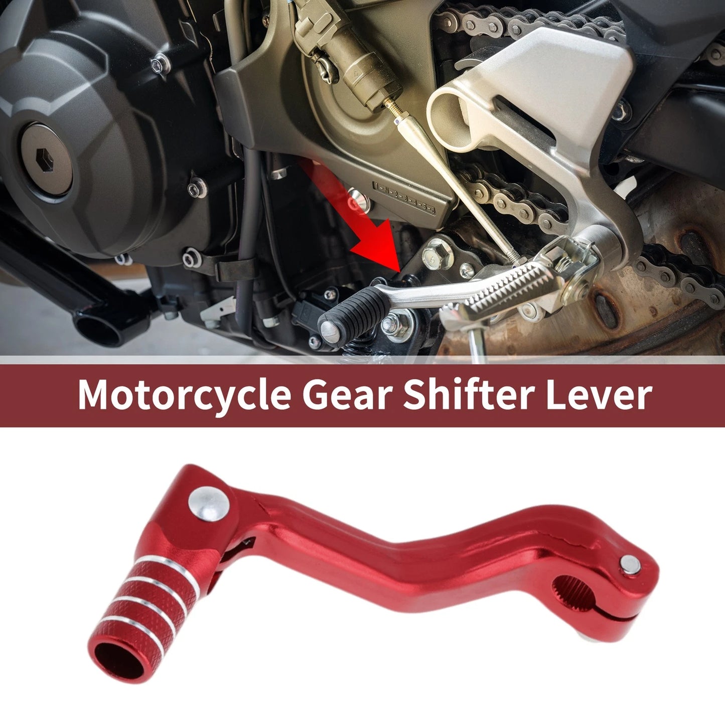Folding Gear Shifter Lever for Kayo T2 Red Silver Tone