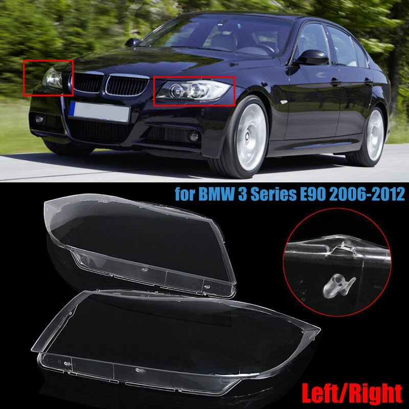Xenon Headlight Lens Covers 2 x For BMW 3 E90 E91 Sedan (2005-2012)