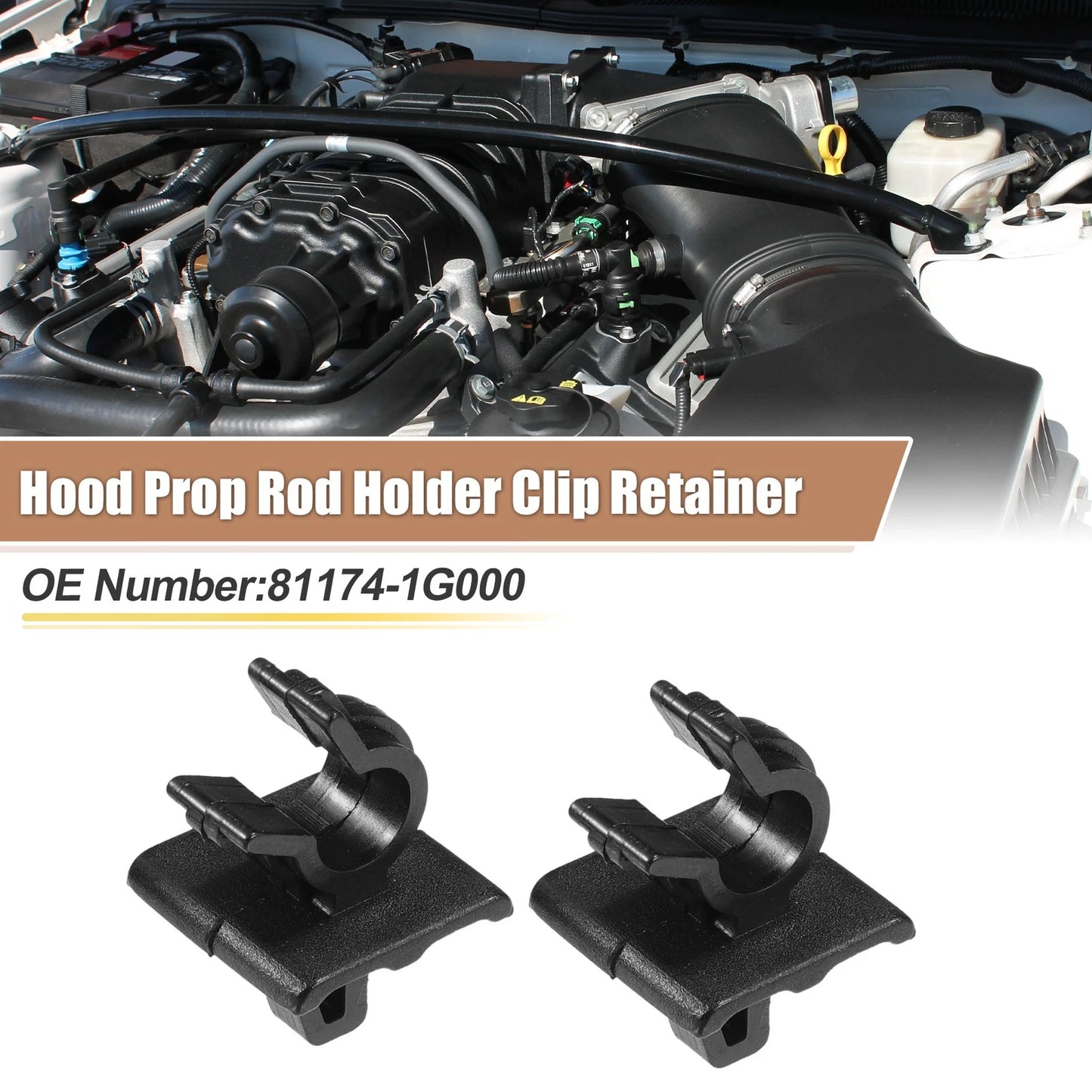 Hood Prop Rod Holder Clips for Kia Rio (2006-2011)