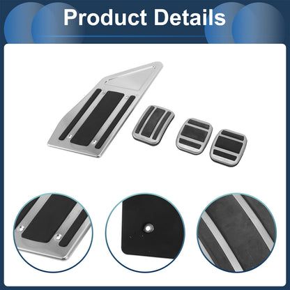 4 Pcs Foot Accelerator Pedal Covers for Peugeot 508 (2012-2014) Silver Tone