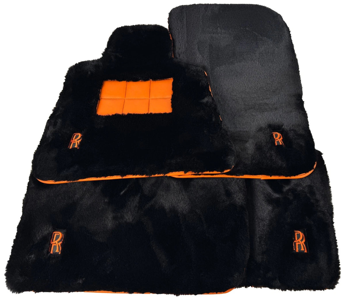 Sheepskin Car Floor Mats for Rolls Royce Ghost Series I - Orange Leather
