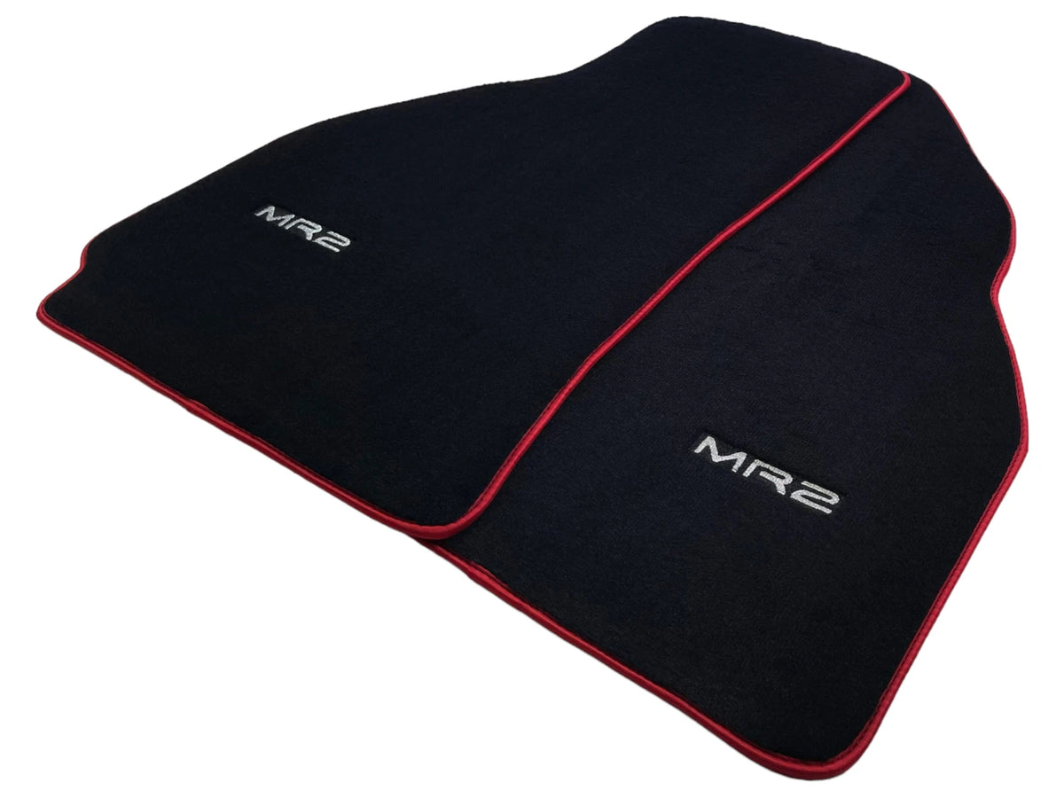 Black Floor Mats for Toyota MR2 2 x Tailored Carpets with Red Trim (2002-2007)
