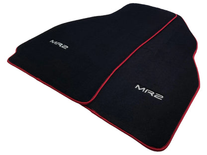 Black Floor Mats for Toyota MR2 2 x Tailored Carpets with Red Trim (2002-2007)