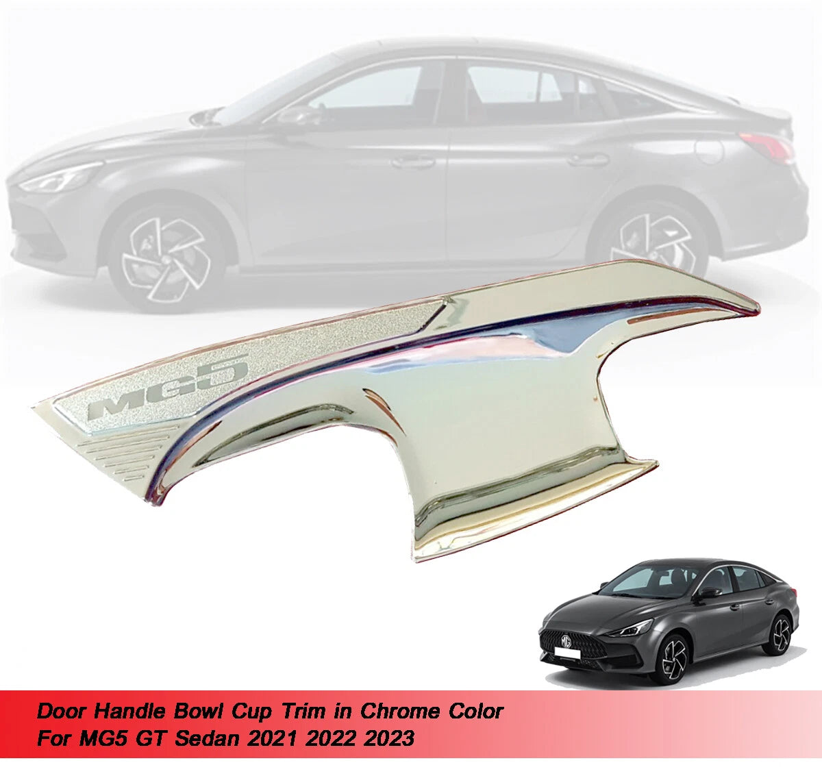 4 x Chrome Door Handle Bowl Trim for MG5 Sedan (2021-2023)