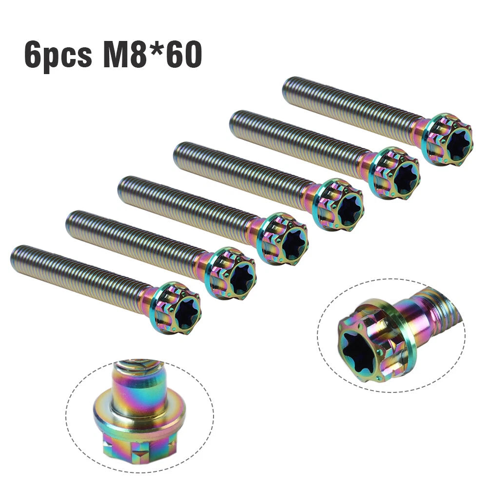 6pcs M8x60mm Titanium Torx Head Flange Screws for Motorcycle Bike