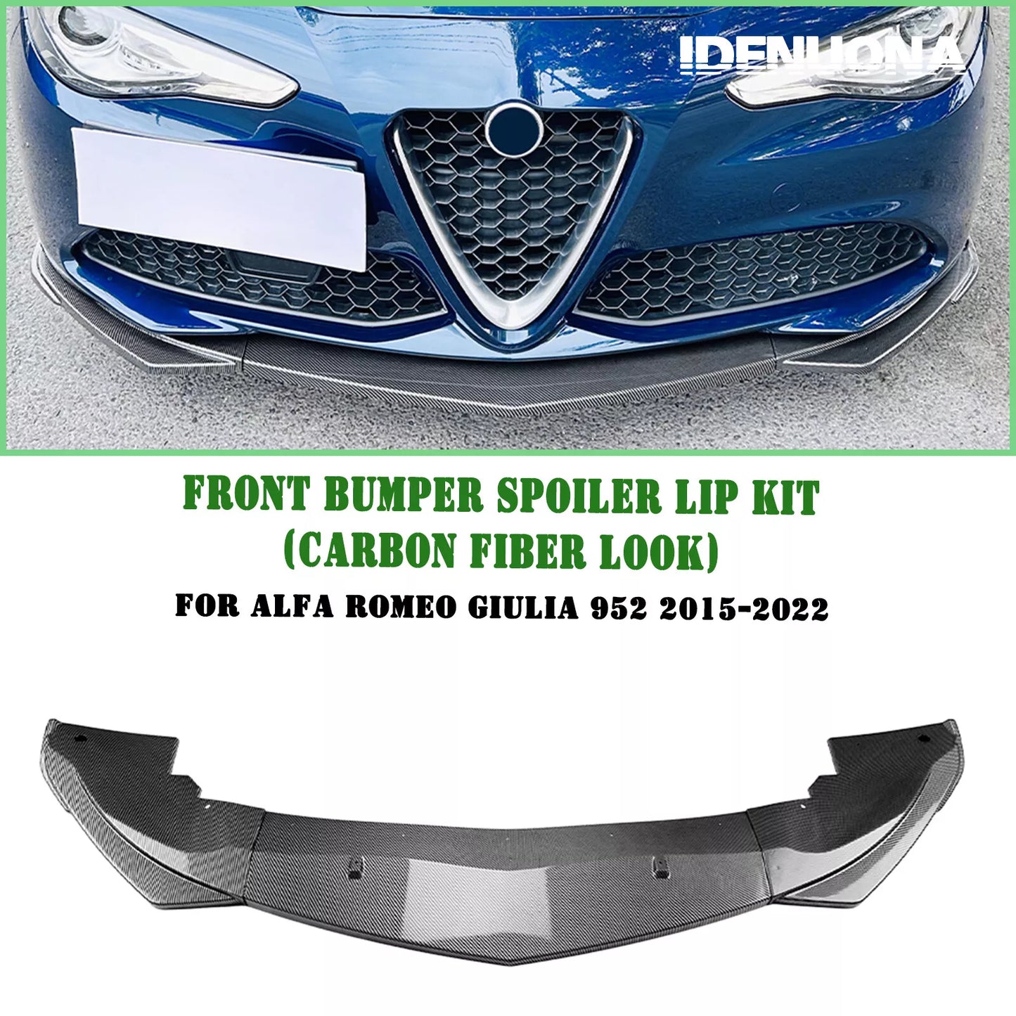 Front Bumper Spoiler Lip for Alfa Romeo Giulia (2015-2024)