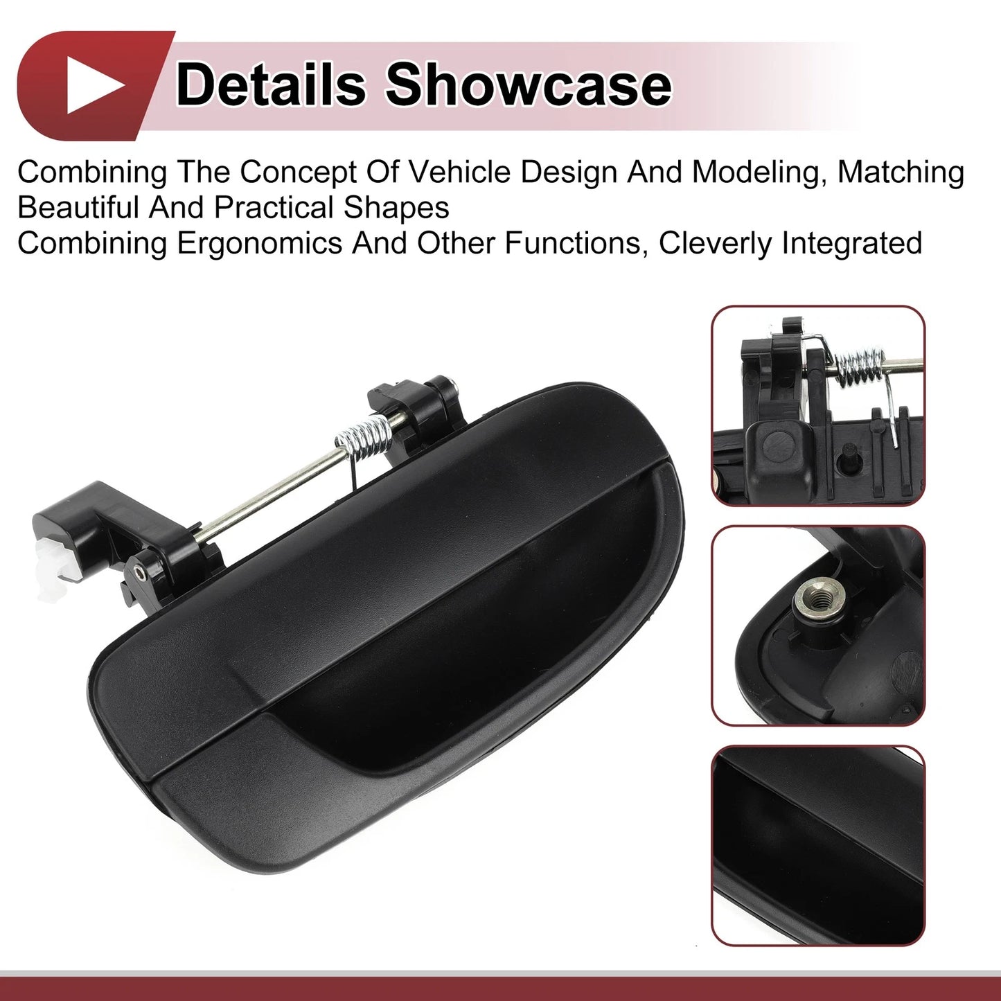 Exterior Door Handle for Hyundai Accent Rear Right Black ABS (2010-2017)