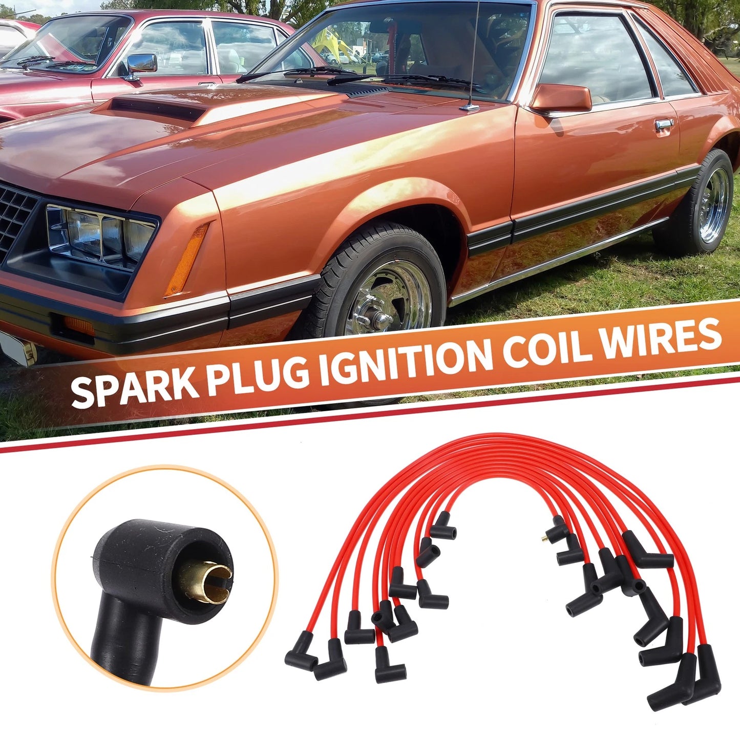 10 Pcs Spark Plug Wire Ignition Coil Cables for Ford F-150, Mustang (1979-1995)