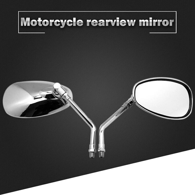 Chrome Oval Side Rearview Mirrors for Honda Cruiser Chopper 10mm